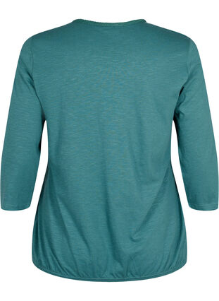 Katoenen blouse met 3/4 mouwen, Mallard Green, Packshot image number 1