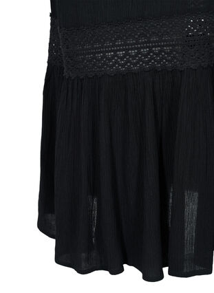robe en viscose avec détails en dentelle, Black, Packshot image number 3