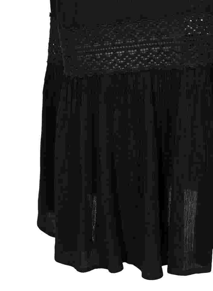 robe en viscose avec détails en dentelle, Black, Packshot image number 3