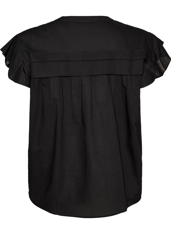 Mouwloze A-lijn katoenen blouseshirt, Zwart, Packshot image number 1