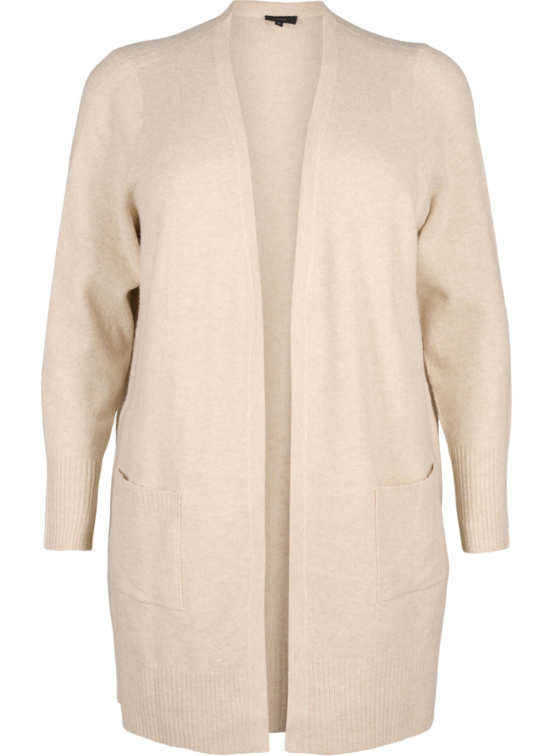 ZizziGeribd gebreid vest met zakken, Beige, Packshot image number 0