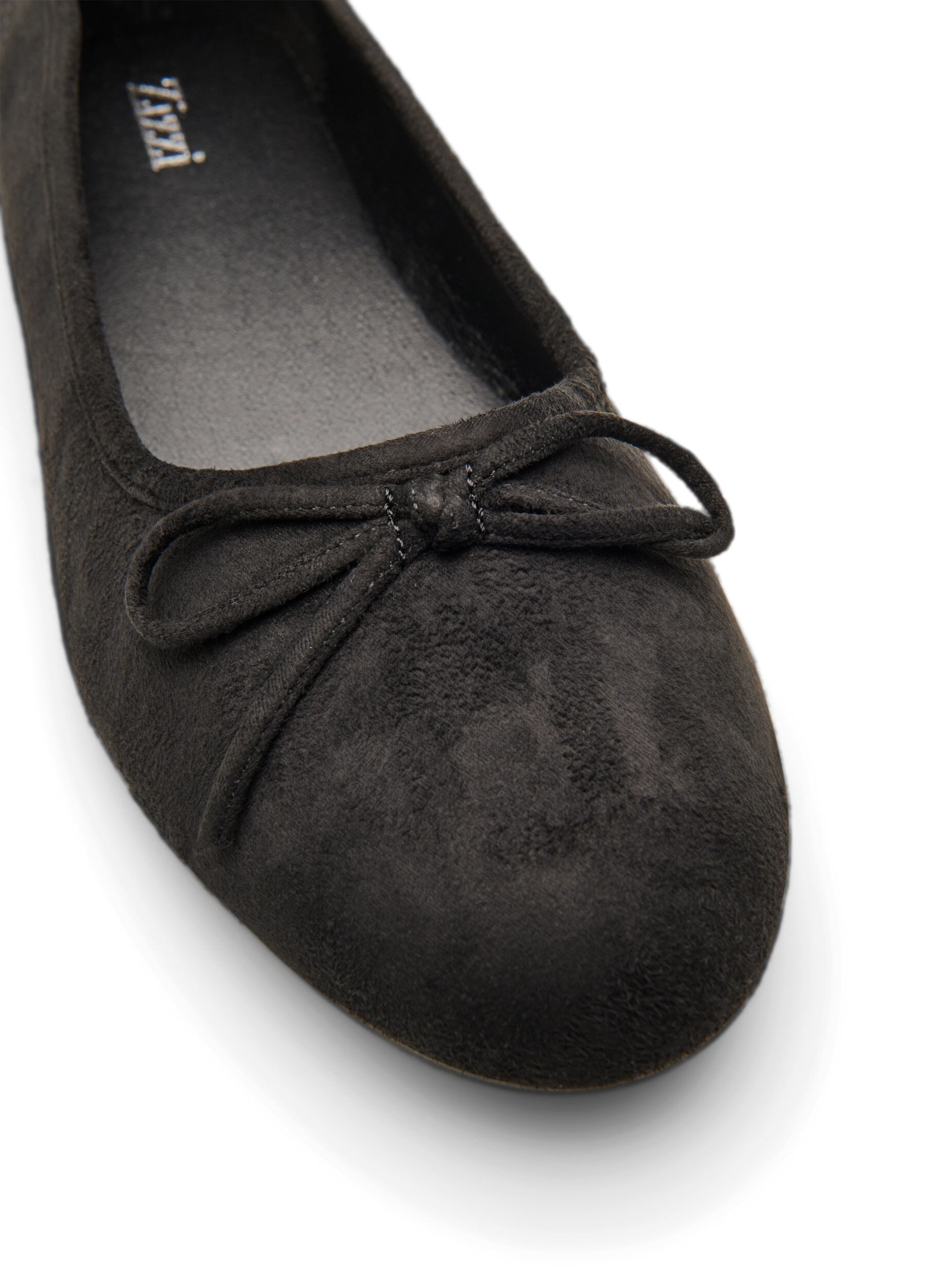 Zizzi Ballerine en su&eacute;dine avec n&oelig;ud, Noir, Packshot image number 3