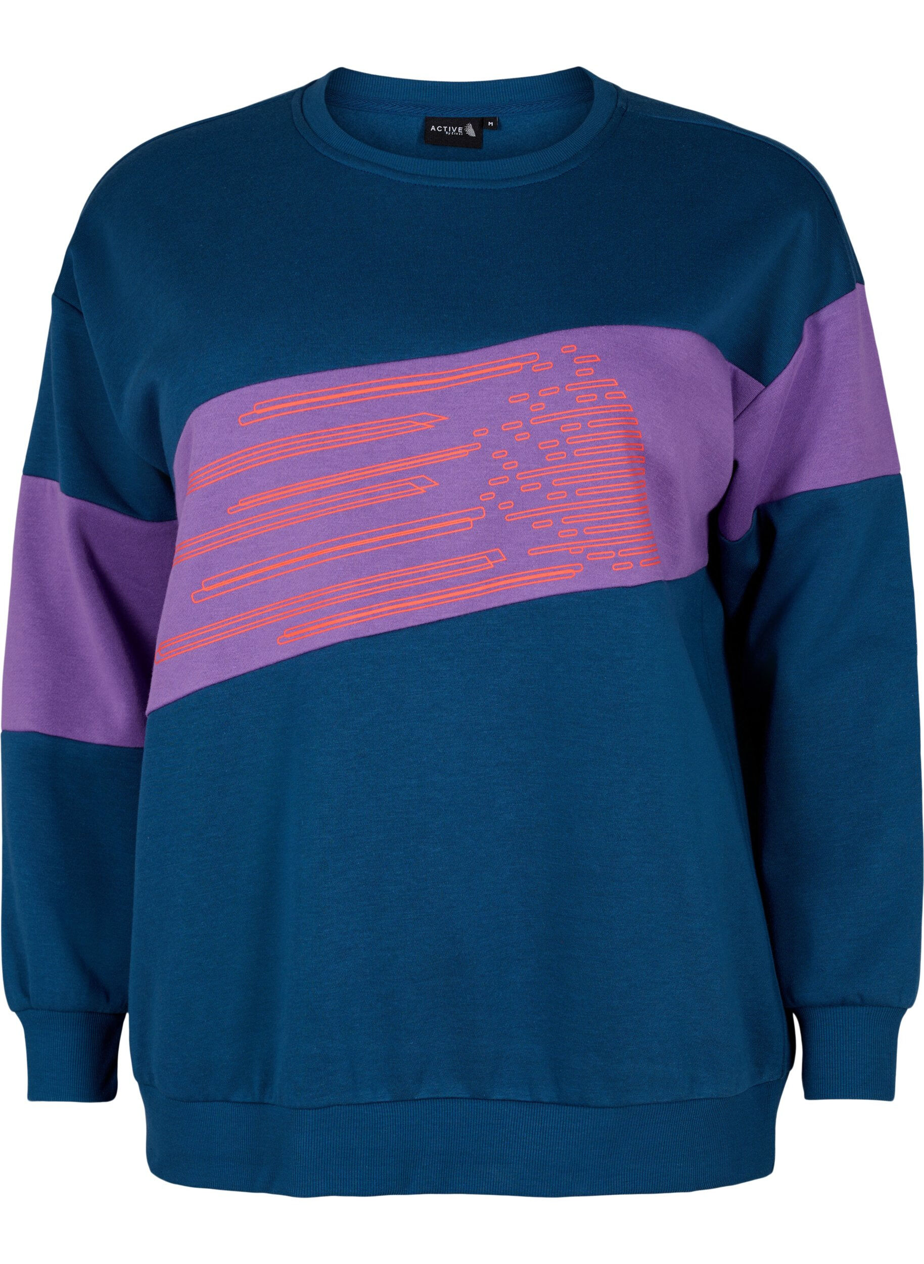 ZizziSweatshirt met sportieve print, Blue Wing Teal Comb, Packshot image number 0