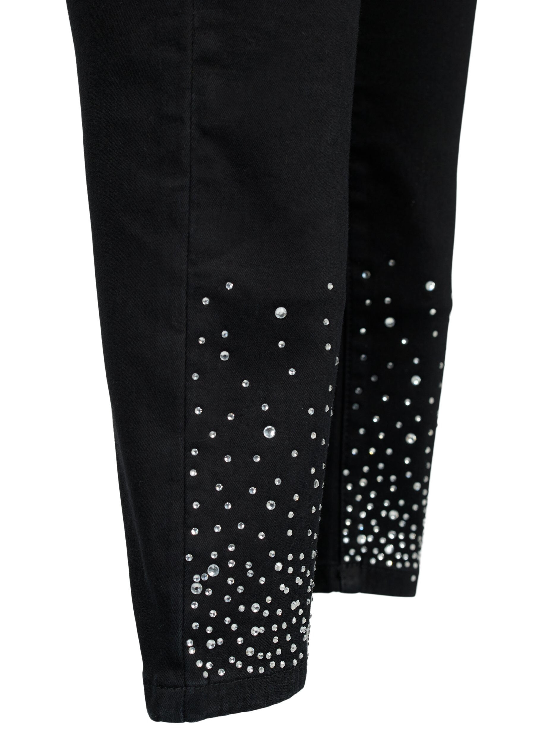 ZizziHoge taille Amy jeans met strass steentjes, Black, Packshot image number 3