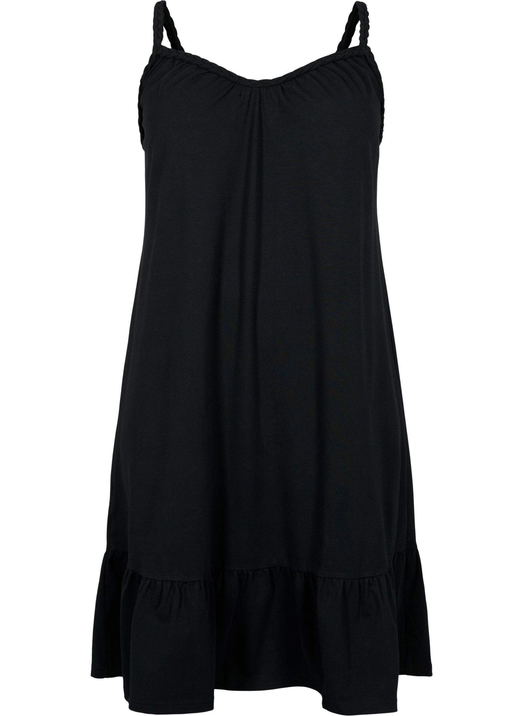 Zizzi Robe de plage en viscose avec bretelles tress&eacute;es, Black, Packshot image number 0