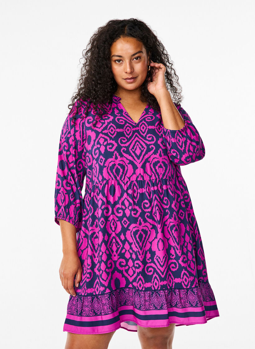 Robe courte évasée et imprimée, Night Sky AOP, Model image number 0