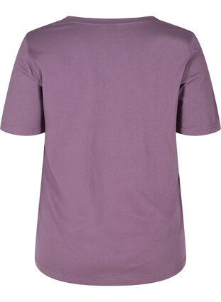 T-shirt en coton bio à col V, Vintage Violet, Packshot image number 1