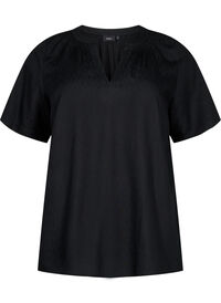Viscose blouse met korte mouwen en v-hals