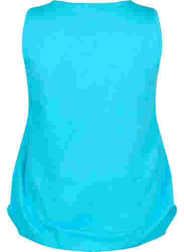 Top en coton avec col rond et bordure en dentelle, Blue Atoll, Packshot image number 1