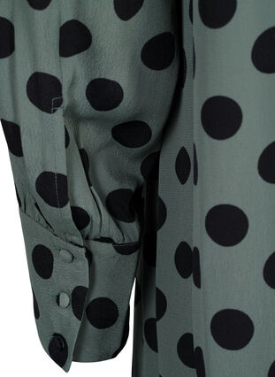 Robe en viscose à pois avec manches longues et col en V, Thyme Dot, Packshot image number 3