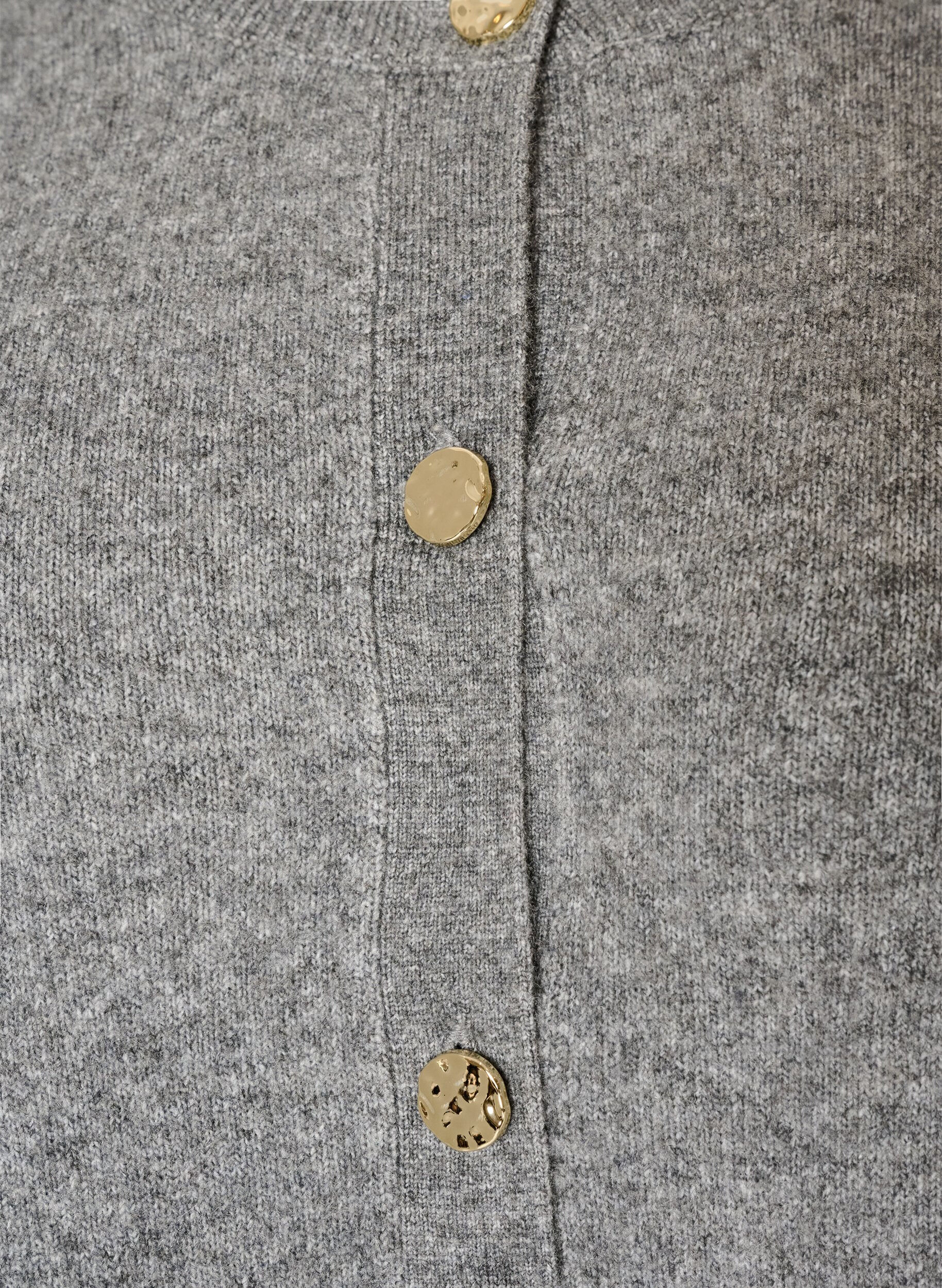 ZizziCardigan en maille douce avec boutons dor&eacute;s, Gris, Packshot image number 2