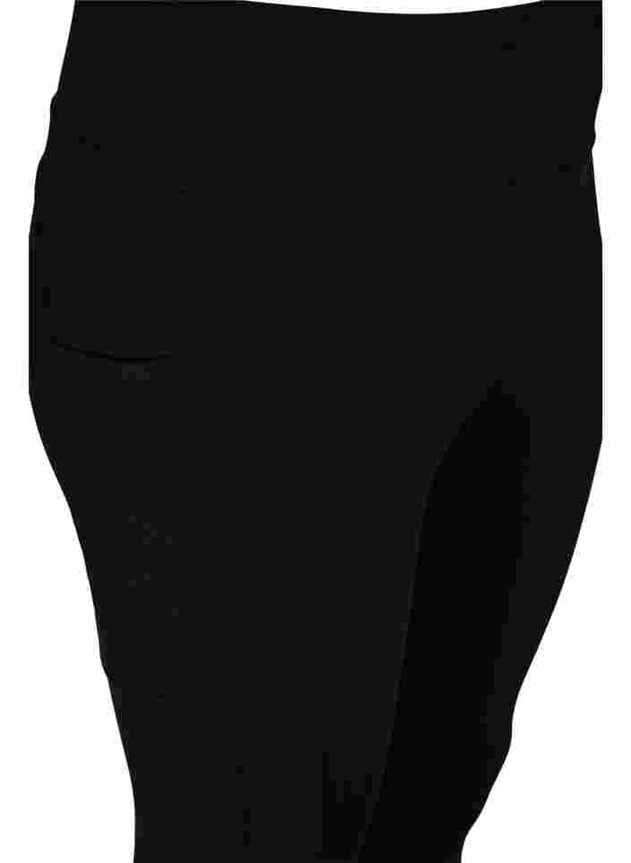 Cropped sportlegging met zakje en reflecterend, Black, Packshot image number 3