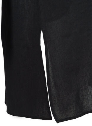 Robe à manches courtes en coton mélangé avec du lin, Black, Packshot image number 3