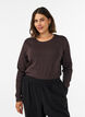 Basic T-shirt met lange mouwen en ronde hals, Bruin, Model image number 0