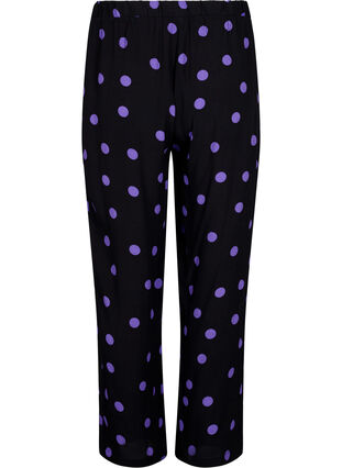 Pantalon en viscose à pois, Black w. Purple Dot, Packshot image number 1