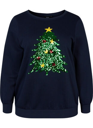 Sweat-shirt de Noël, Night Sky Tree, Packshot image number 0