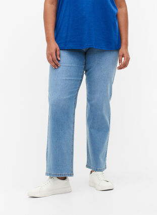 Gemma-jeans met hoge taille en normale pasvorm, Light blue, Model image number 2