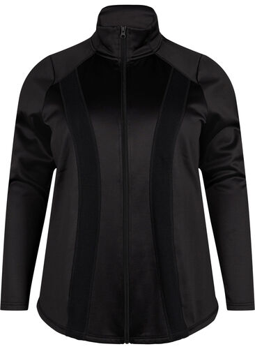 Sportief vest met rits en hoge hals, Black, Packshot image number 0