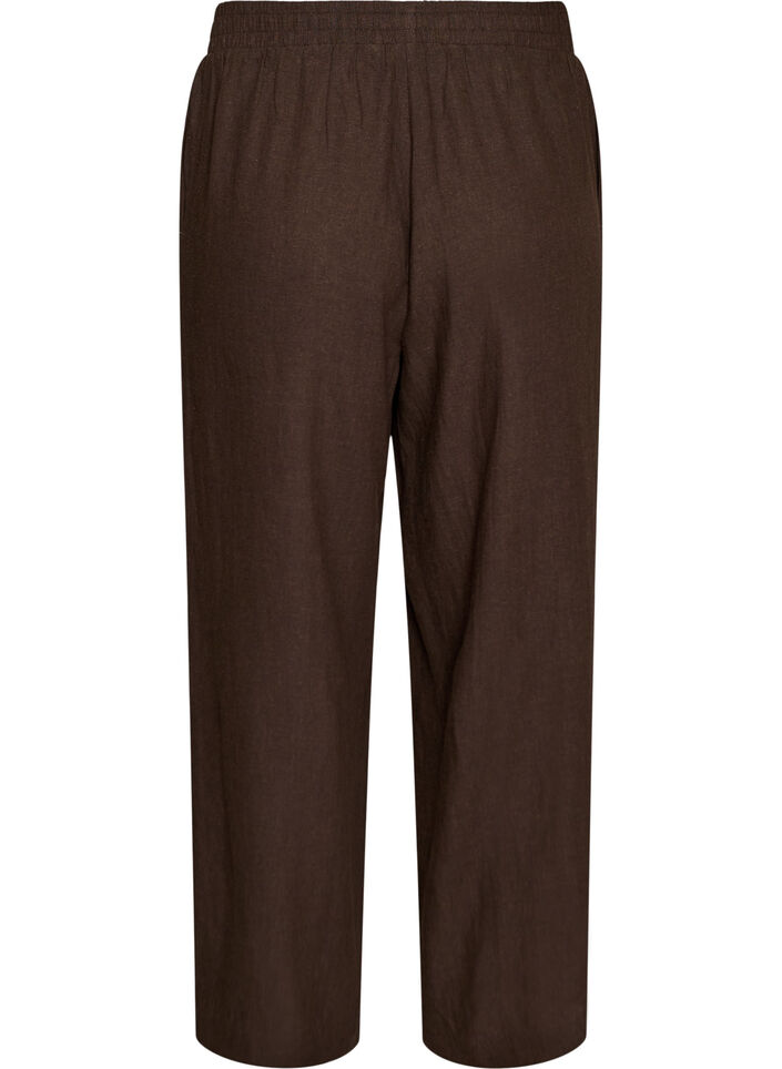 Pantalon large en lin et viscose, Marron, Packshot image number 1