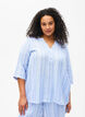 Gestreepte blouse in een mix van linnen en viscose, Blauw, Model image number 0