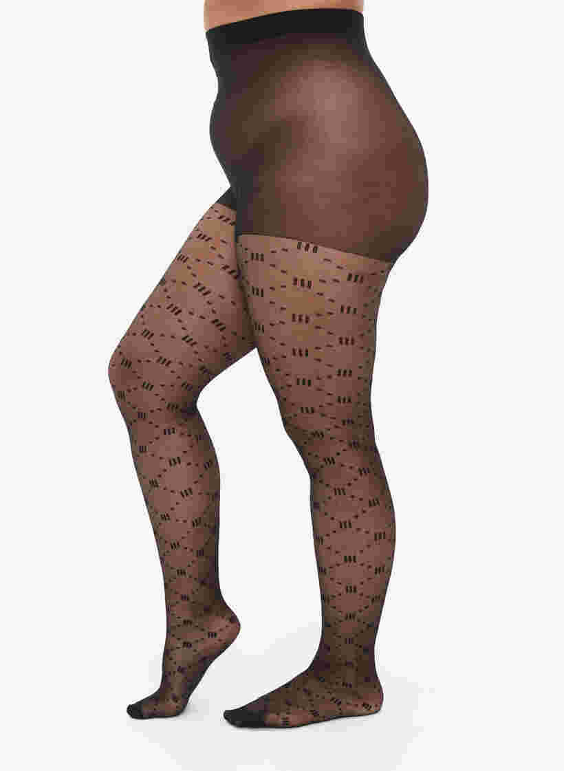 Gedessineerde panty in 20 denier, Black, Model image number 0