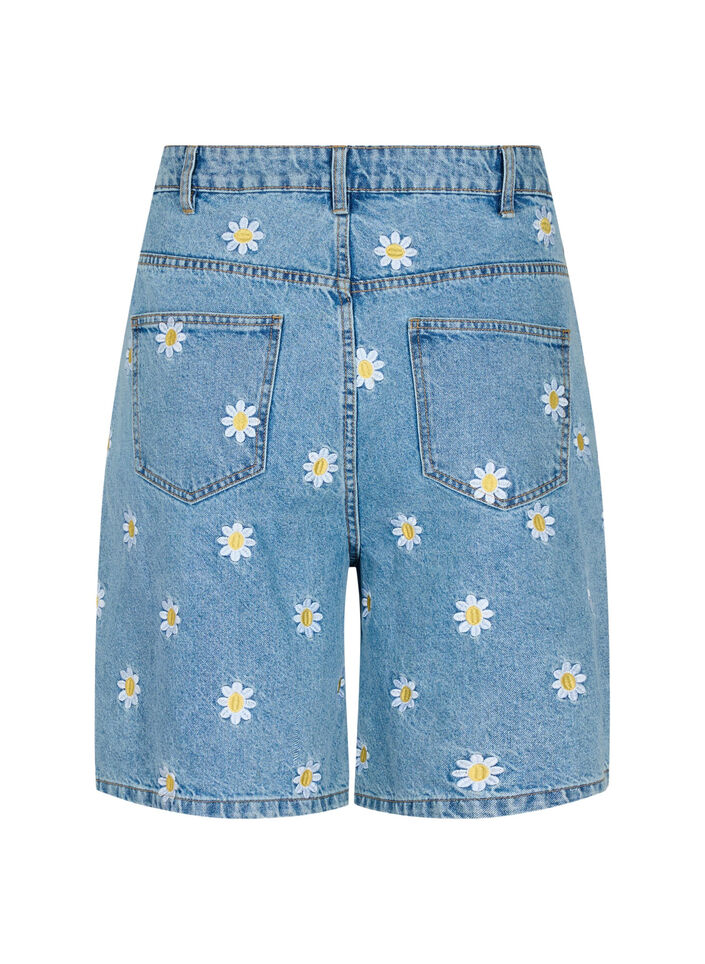 Short Mille à taille haute avec fleurs brodées, Light Blue Flower, Packshot image number 1