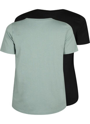 2-pack t-shirt met v-hals, Chinois Green/Black, Packshot image number 1
