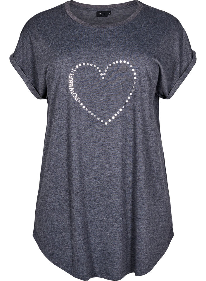 Nachtjapon met korte mouwen en tekstopdruk, , Packshot image number 0