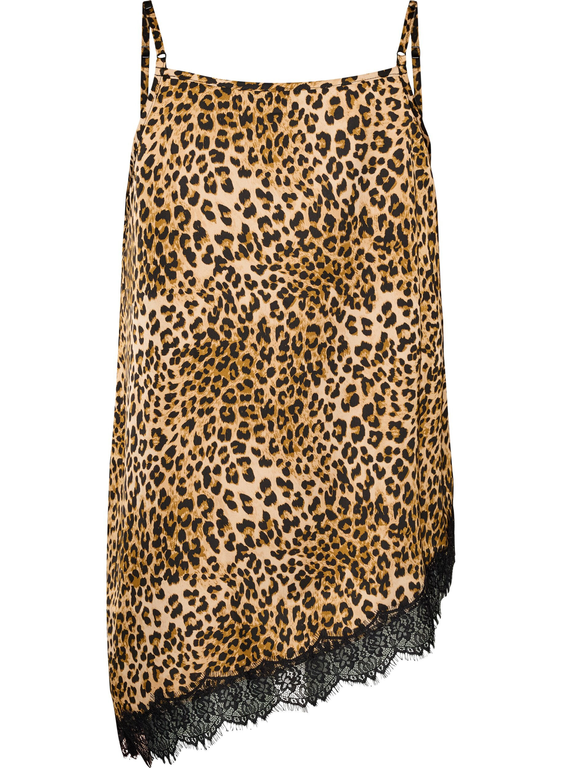 ZizziTop &agrave; fines bretelles avec dentelle et ourlet asym&eacute;trique, Marron, Packshot image number 1