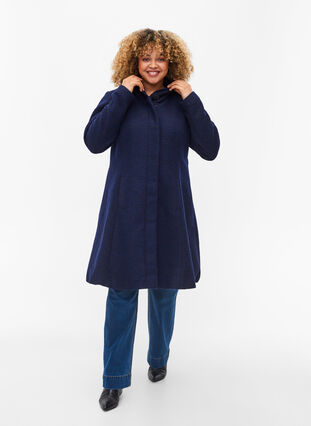 Manteau avec capuche et forme en A, Night Sky Mel., Model image number 2