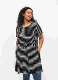 Tunique à manches courtes en coton, Black Stripe, Model