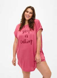 Chemise de nuit à manches courtes avec imprimé de texte, Slate Rose Sleep, Model