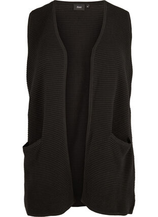 Gilet tricoté avec poches, Black, Packshot image number 0