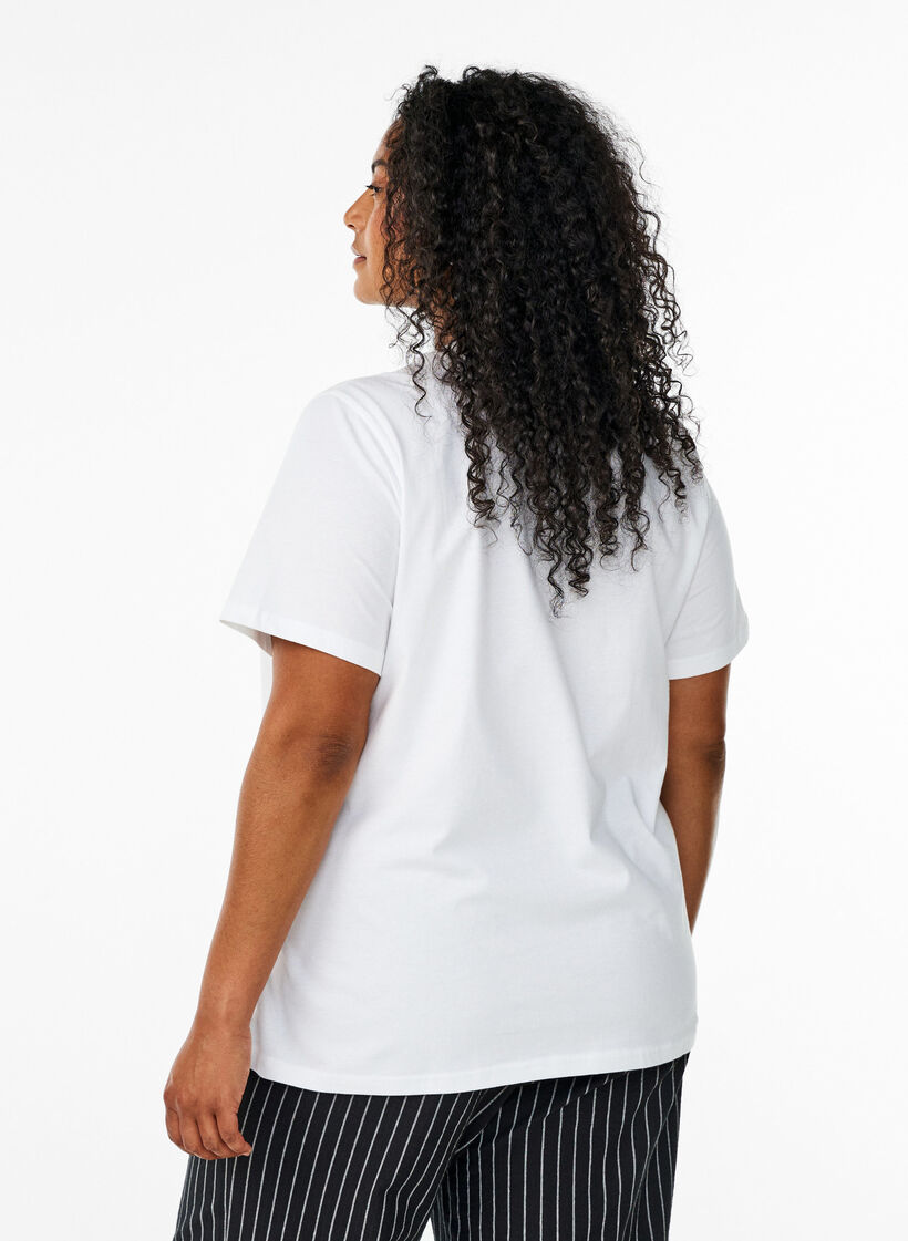 T-shirt en coton biologique avec motif d'agrumes, Blanc, Model image number 1