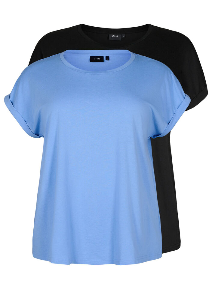 2-pack T-shirts met korte mouwen, Blauw, Packshot image number 0