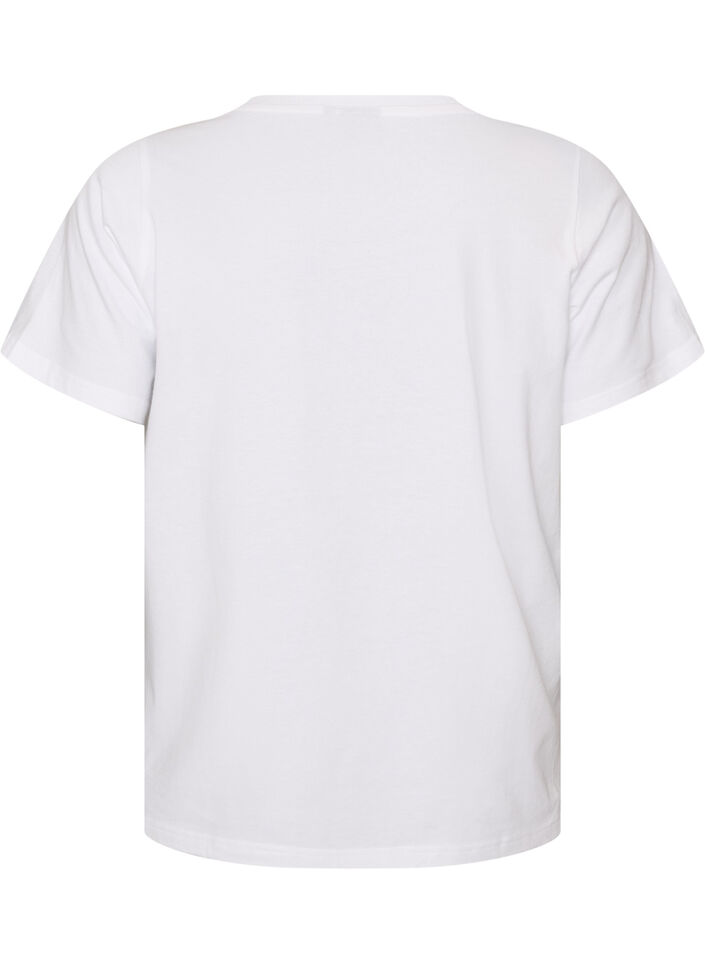 T-shirt en coton bio avec motif ourson, Blanc, Packshot image number 1