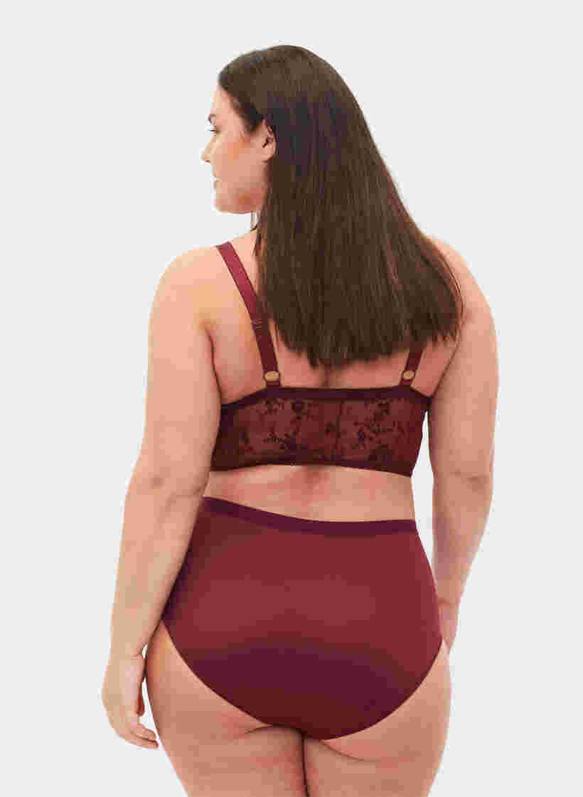Culotte avec dentelle et taille régulière, Bordeaux Ass, Model image number 0