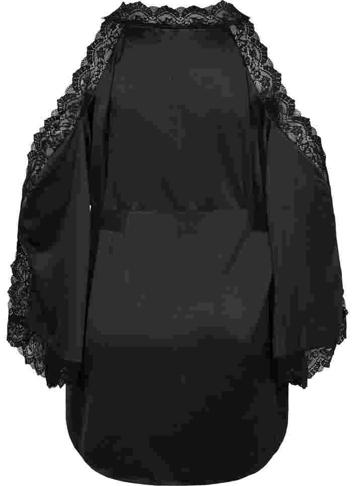 Robe de chambre en dentelle, Black, Packshot image number 1