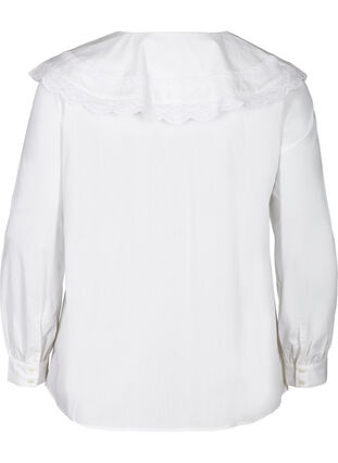 Chemise en coton à grand col, Bright White, Packshot image number 1