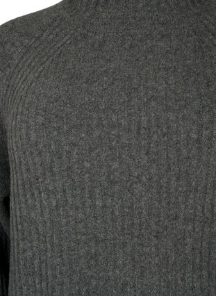 Robe en Tricot Côtelé avec Col roulé, Dark Grey Melange, Packshot image number 2