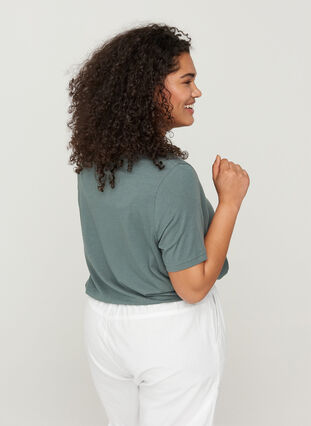 T-shirt met korte mouwen en verstelbare onderkant, Balsam Green, Model image number 1