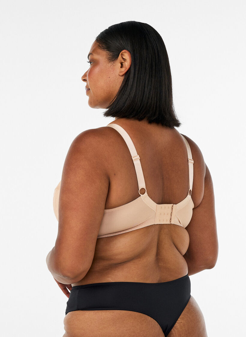 Soutien-gorge rembourr&eacute; en dentelle avec armatures, Beige, Model image number 2