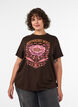 T-shirt en coton bio avec imprim&eacute; sur le devant, Marron, Model image number 0