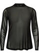 Getailleerde blouse van mesh met lange mouwen, Zwart, Packshot image number 0