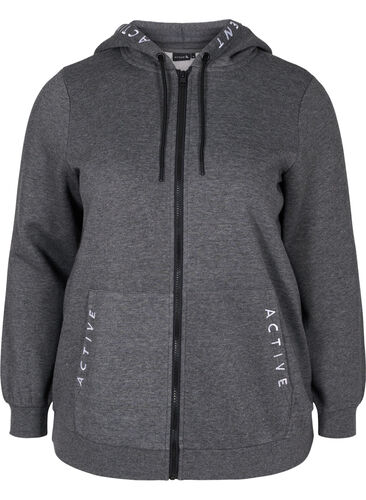 Workout hoodie jack met ritssluiting, Dark Grey Melange, Packshot image number 0