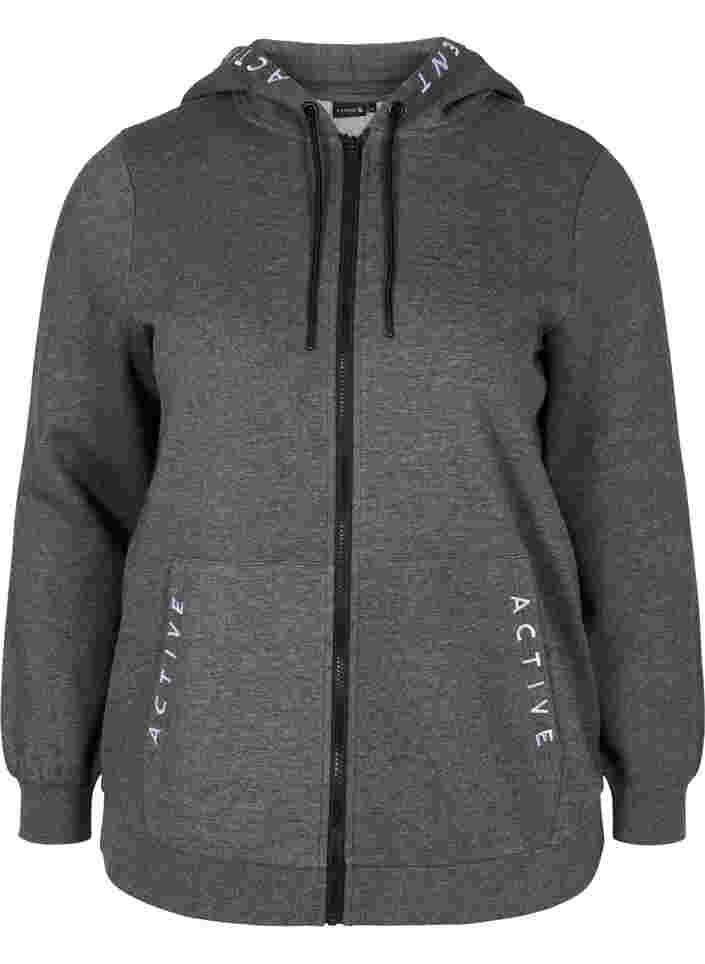 Workout hoodie jack met ritssluiting, Dark Grey Melange, Packshot