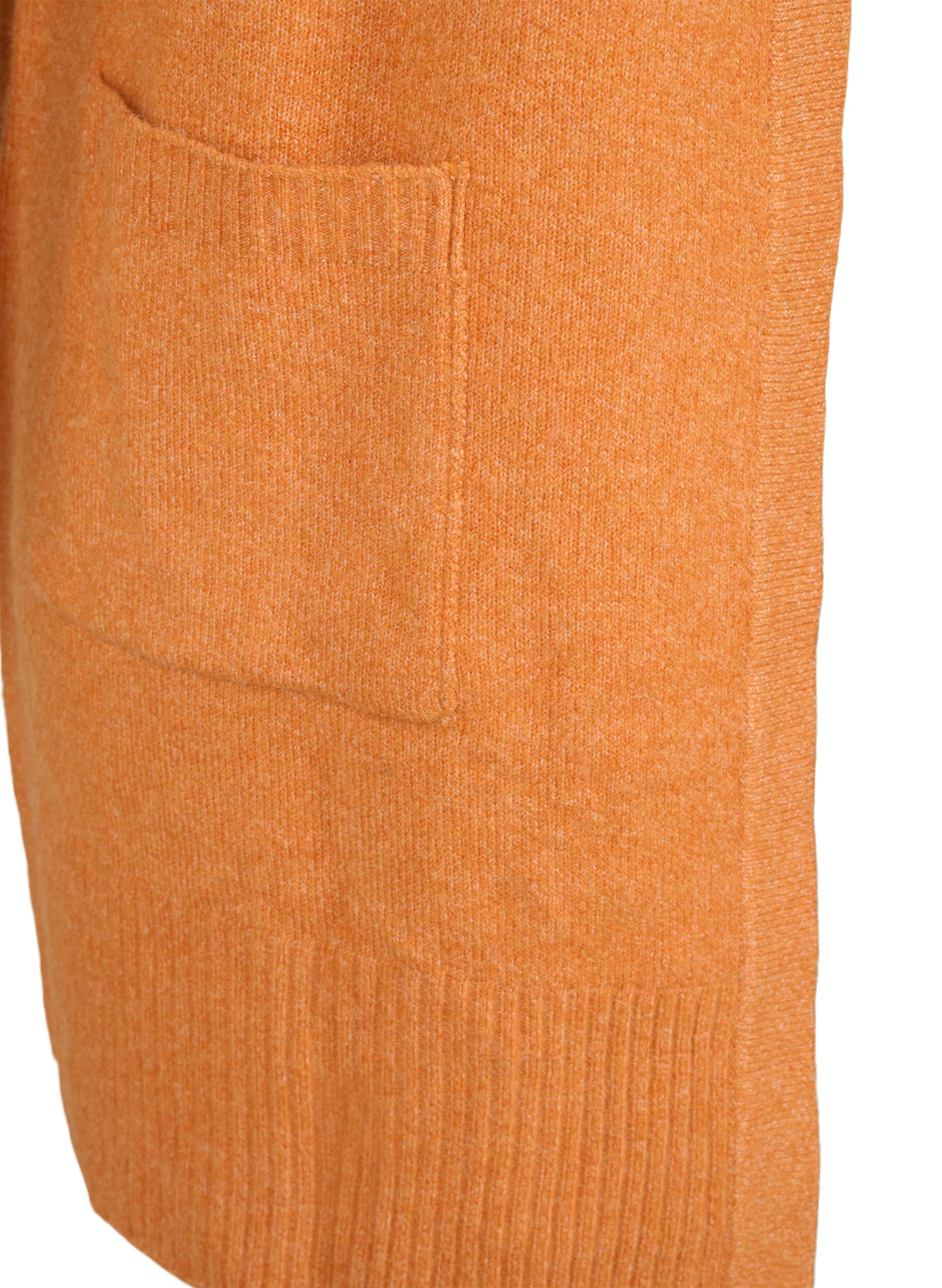 Zizzi Cardigan en tricot c&ocirc;tel&eacute; avec poches, Orange fonc&eacute;, Packshot image number 3