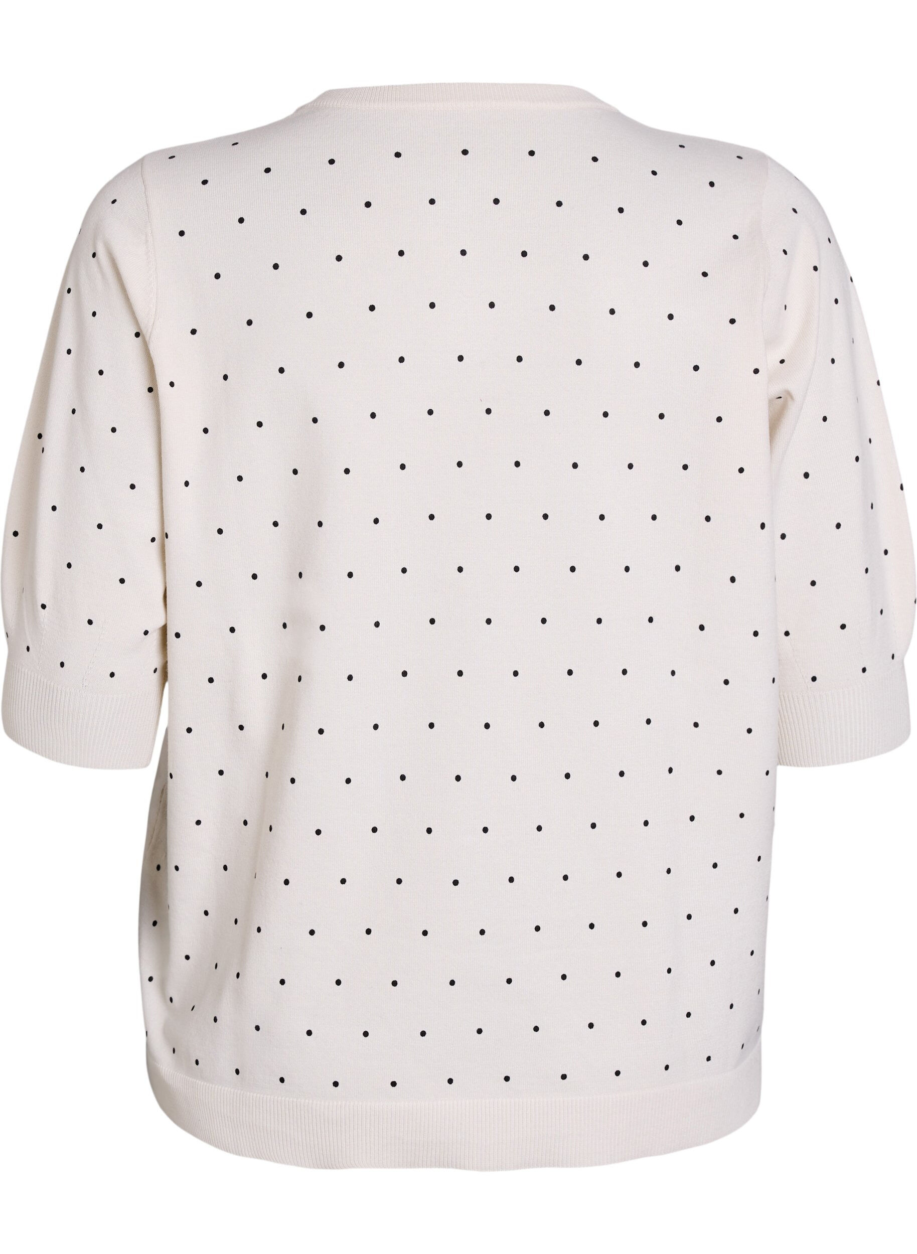 ZizziTop en maille &agrave; pois et manches courtes, Blanc, Packshot image number 1