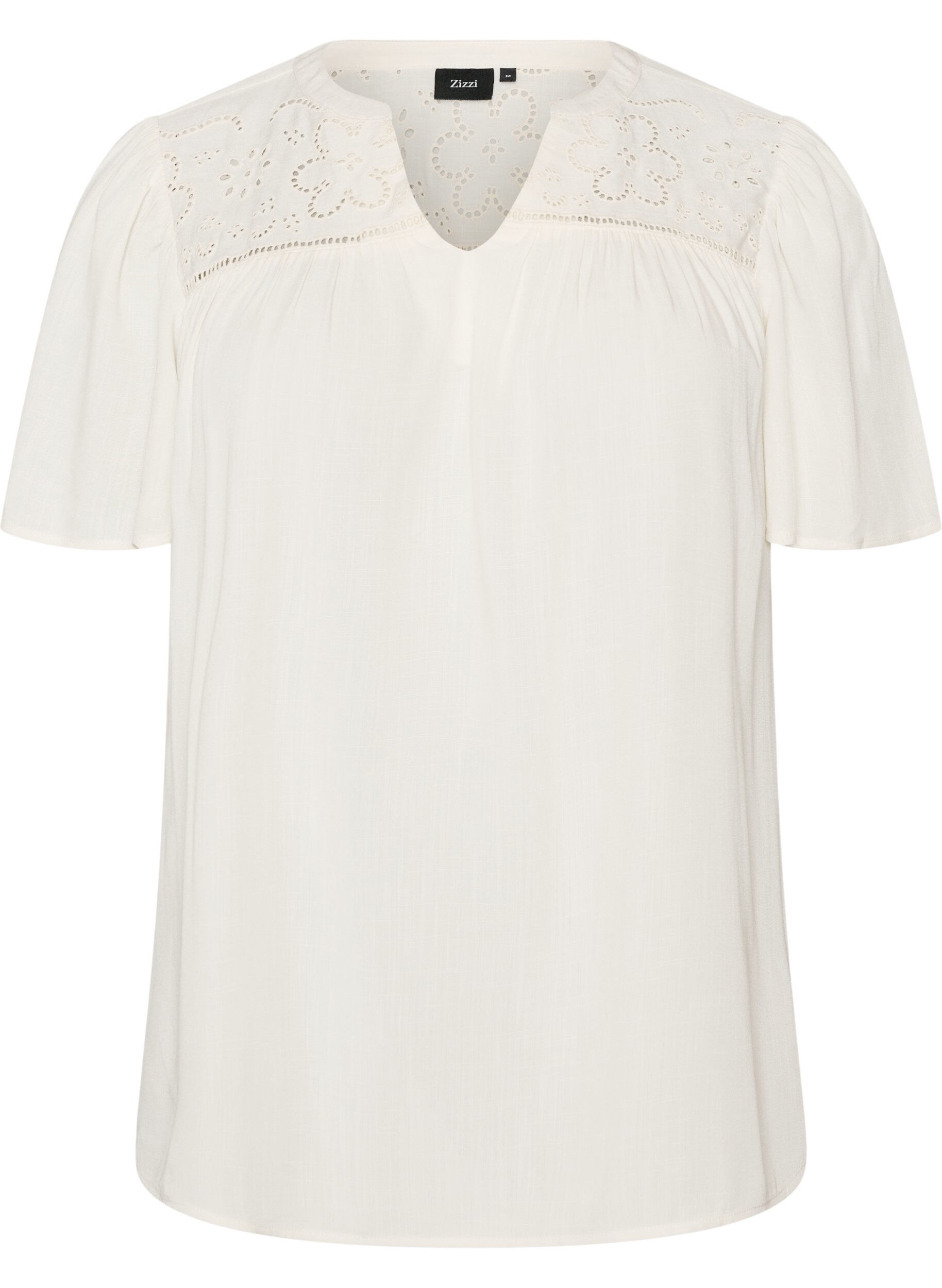 ZizziBlouse in viscose met broderie anglaise, Beige, Packshot image number 0