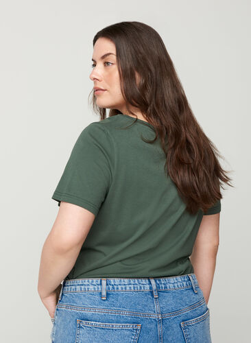 T-shirt met korte mouwen en print, Green w. Eagle , Model image number 1